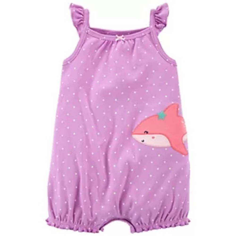 3 MONTHS | Baby girl Carter’s whale romper lavender onesie
